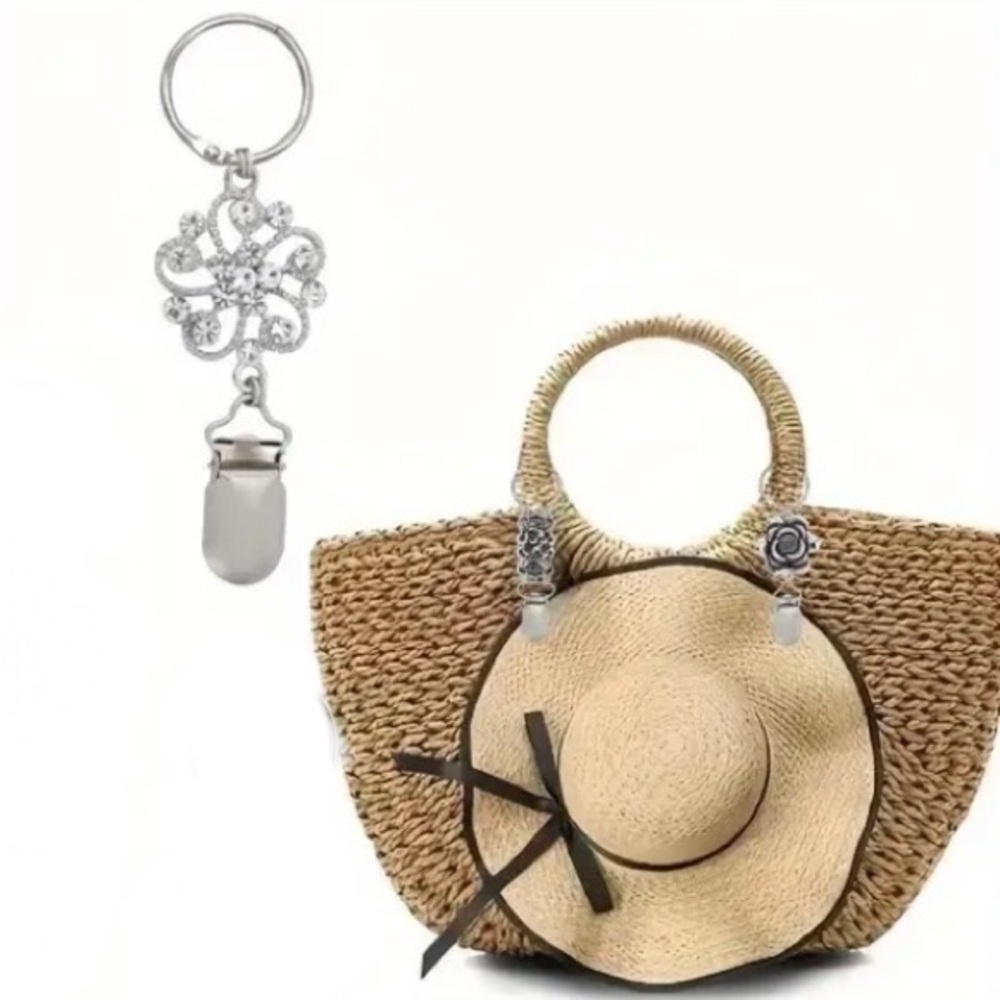 Flower & Rhinestone Metal Hat Clip